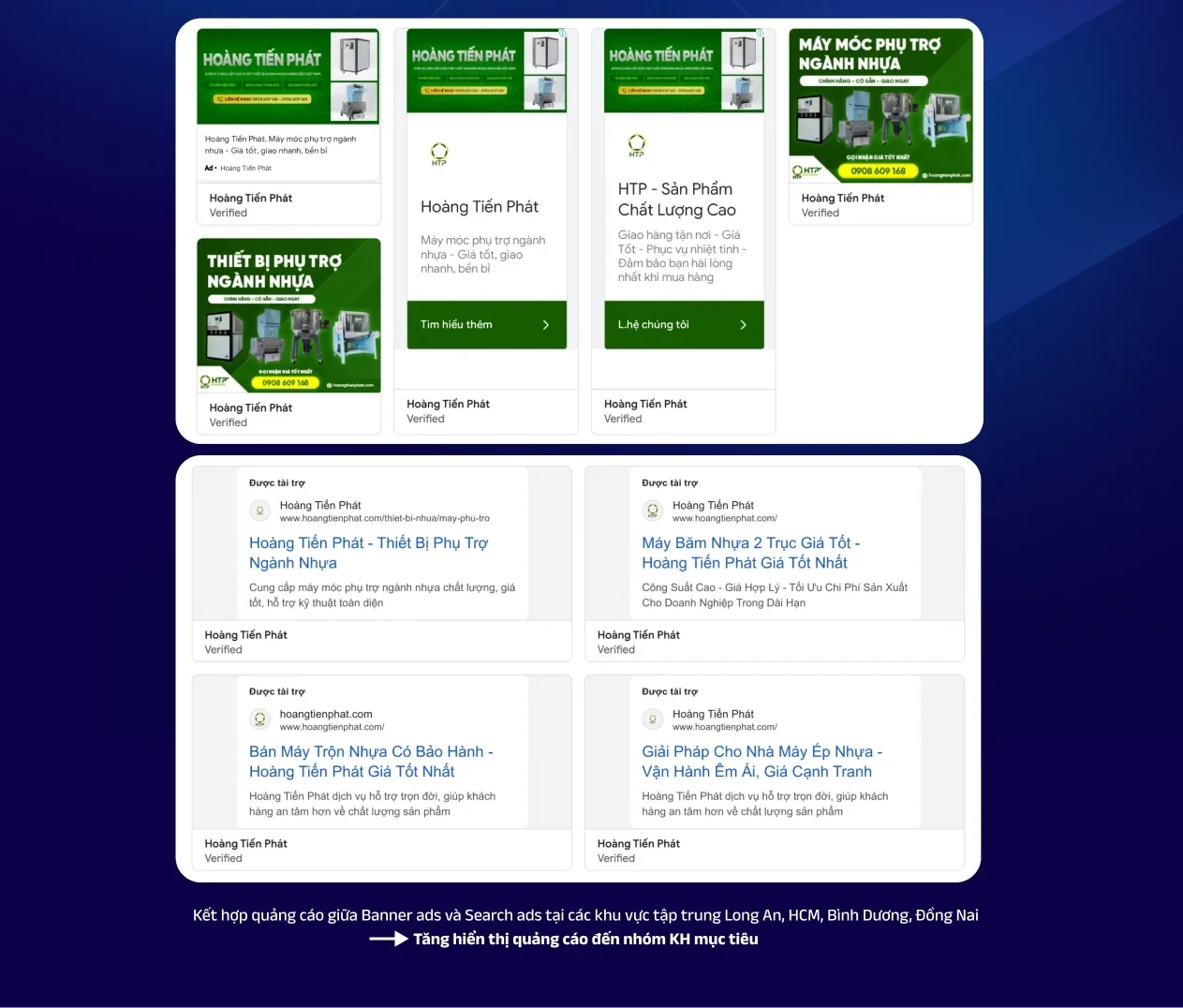 Banner and Search ads combined across Long An, Ho Chi Minh City, Bình Dương and Đồng Nai